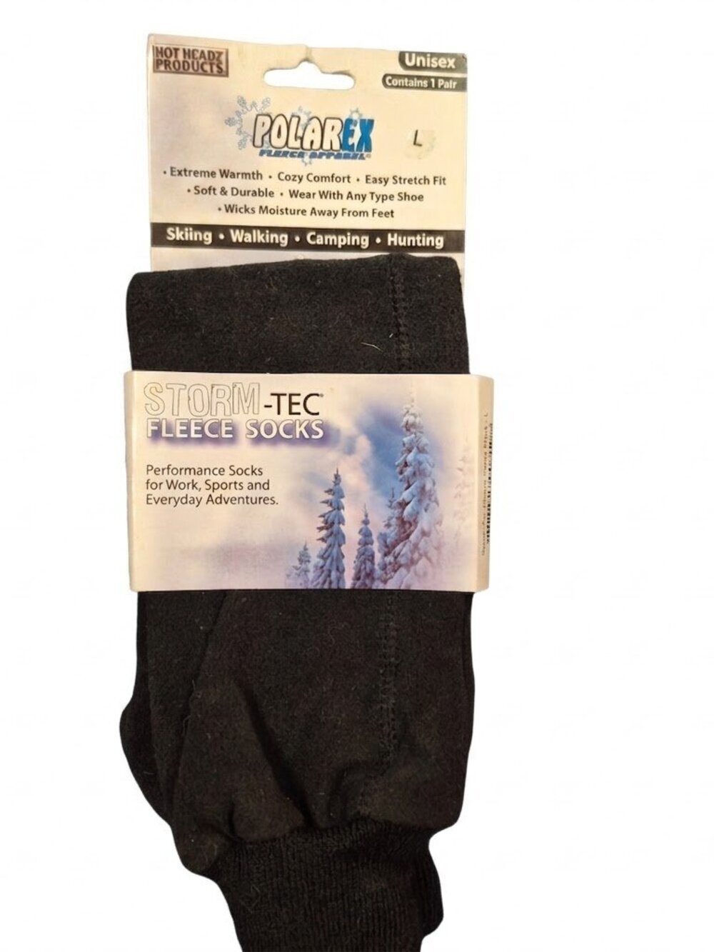 HotHeadz PolarEx Storm-Tec Fleece Unisex Performance Socks Black Large